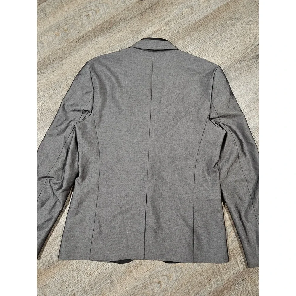 Guess‎ Mens Gray Two-Tone Single Button Slim Fit Blazer Jacket Metallic Sheen